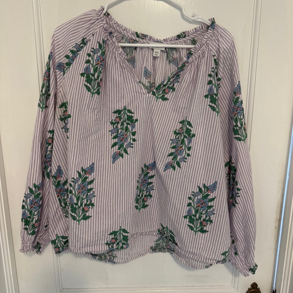 JCrew Block Print Blouse